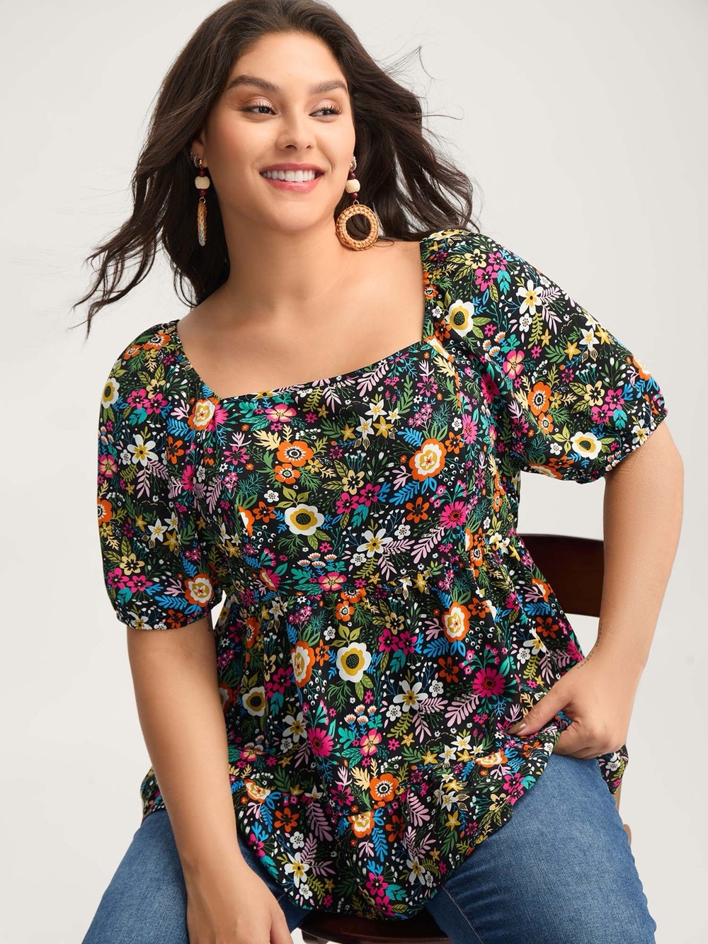 BloomChic Floral Babydoll Top – Women’s US 14–16